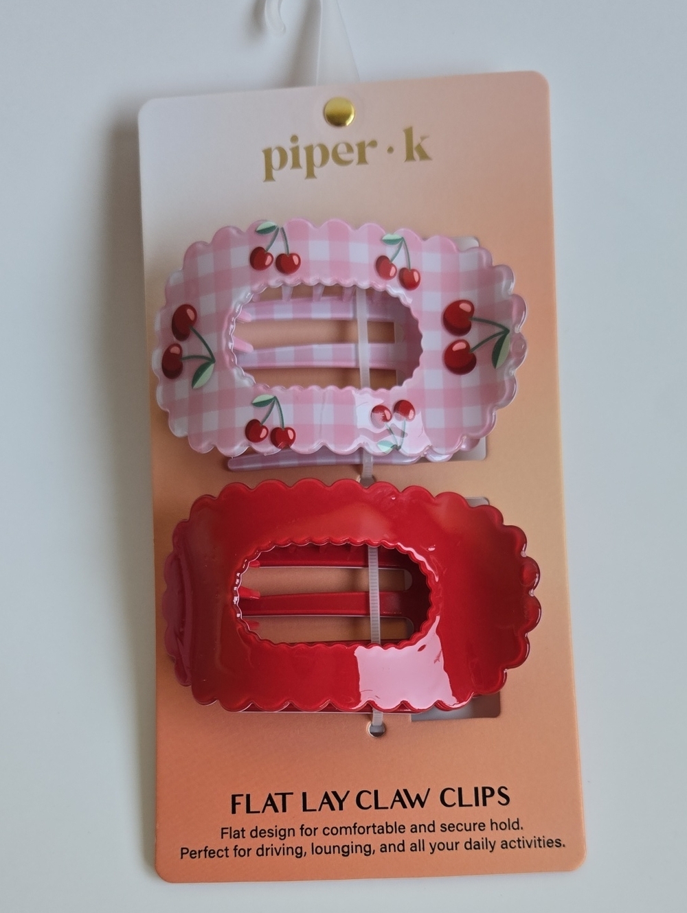 piper.k Cherry Pink & Red Flat Lay Claw Clips NWT🍒